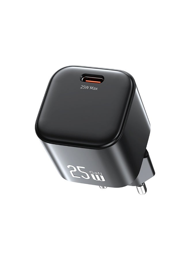 USAMS CC289 Wall Charger PD25W GaN Fast Charging Changer With Type-C Port(EU)-Black