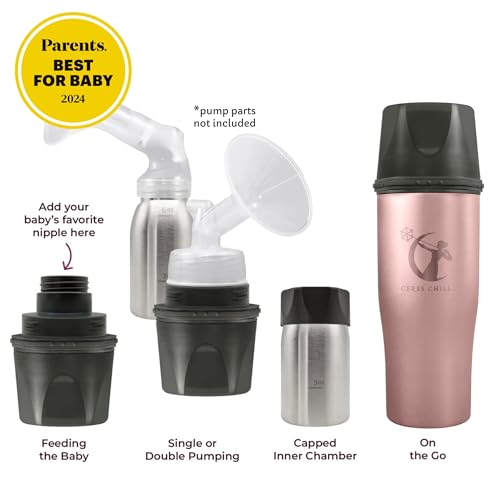 Ceres CHILL Demigoddess Mini Breastmilk Chiller & Warmer – 6–16oz Portable Breast Milk Cooler, Storage & Baby Bottle for Travel, Work or On-The-Go – Pump Compatible Container – Rose Gold - Image 2