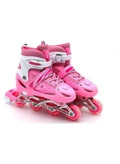 EASY FUTURE Inline Skates Adjustable Size Roller Skates with Flashing Wheels for Outdoor Indoor Children Skate Shoes for Boys and Girls Pink Colour  - Image 5