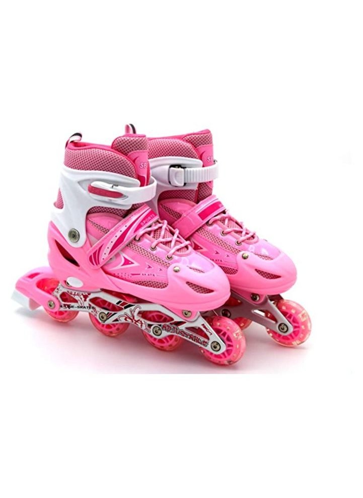 EASY FUTURE Inline Skates Adjustable Size Roller Skates with Flashing Wheels for Outdoor Indoor Children Skate Shoes for Boys and Girls Pink Colour  - Image 5