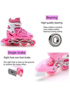 EASY FUTURE Inline Skates Adjustable Size Roller Skates with Flashing Wheels for Outdoor Indoor Children Skate Shoes for Boys and Girls Pink Colour  - Image 4