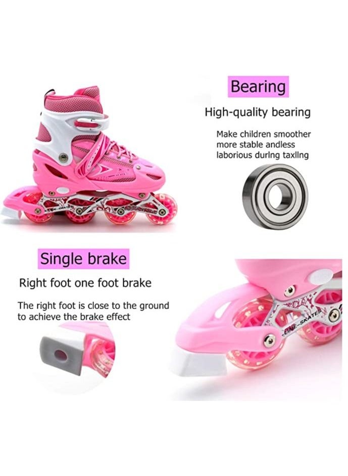 EASY FUTURE Inline Skates Adjustable Size Roller Skates with Flashing Wheels for Outdoor Indoor Children Skate Shoes for Boys and Girls Pink Colour  - Image 4