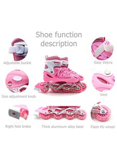 EASY FUTURE Inline Skates Adjustable Size Roller Skates with Flashing Wheels for Outdoor Indoor Children Skate Shoes for Boys and Girls Pink Colour  - Image 2