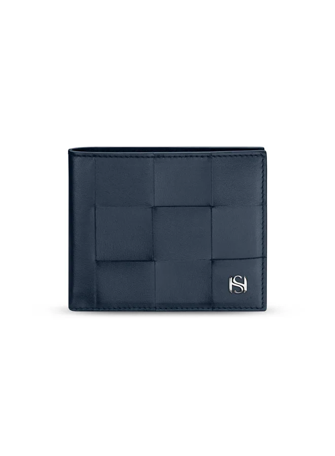 Saint Honore Paris Weaved Navy Leather Wallet for Men