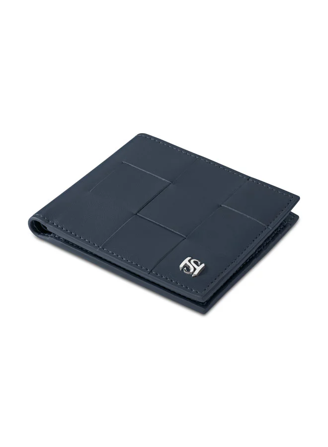 Saint Honore Paris Weaved Navy Leather Wallet for Men
