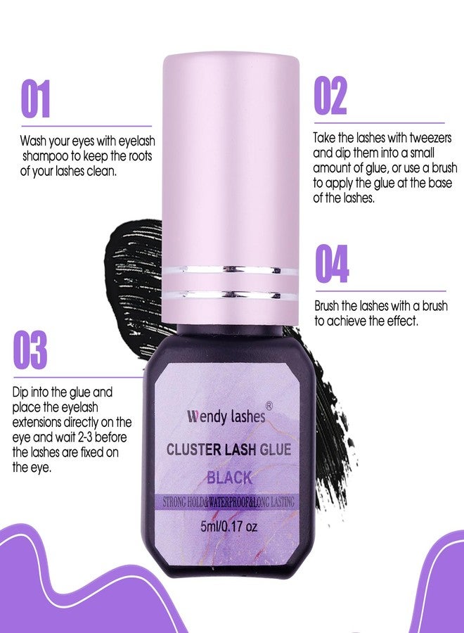 WENDY LASHES Fast-Drying Eyelash Extension Glue for Professionals - 1-2 Second Strong Hold Waterproof & Long Lasting 8 Weeks Salon-Grade Lash Adhesive(Black,5ml) - Image 3