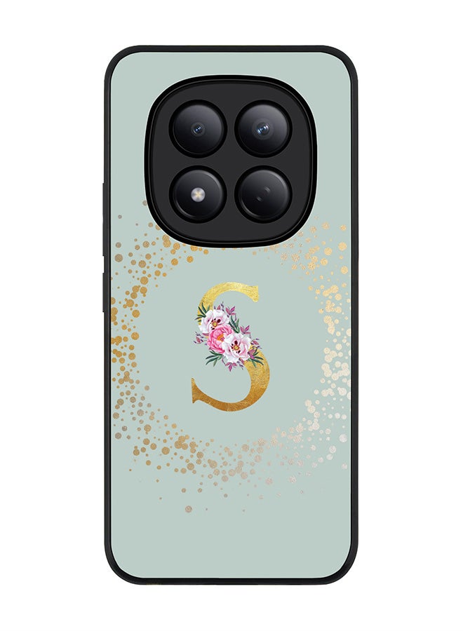 For Xiaomi Redmi Note 15 Pro 4G Case,Slim fit Camera Protection, Shockproof Thin Phone cover  - Custom Monogram Floral - S  (Light Grey )