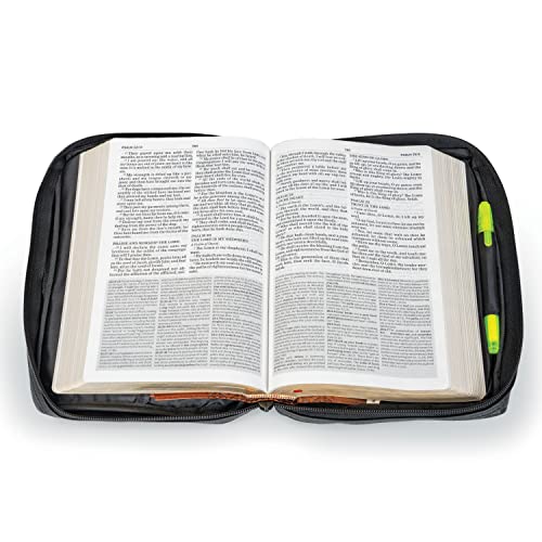 Embassy New Embassy Italian Stone Design Black Genuine Leather Bible Cover Zippered Main Compartment - Image 5