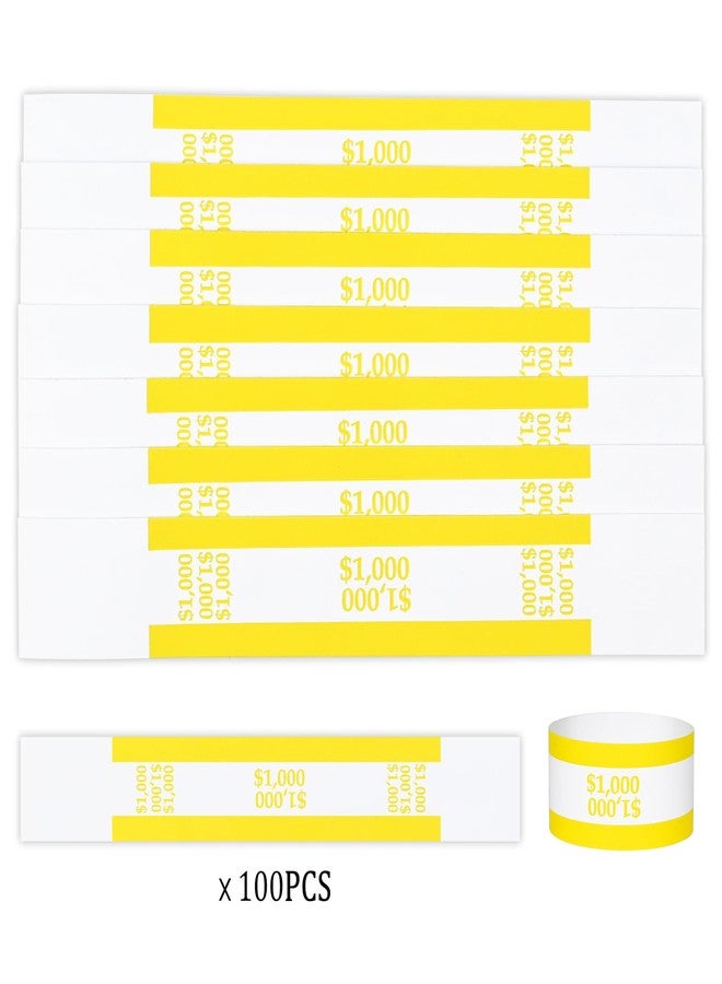 ESSENTIAL 100 Pcs Currency Straps - Bill Wrappers, Money Bands to Organize Bills, ABA Standard Colors, Self-Adhesive, 7.5 x 1.15 Inches ($1000 / Yellow) - Image 4
