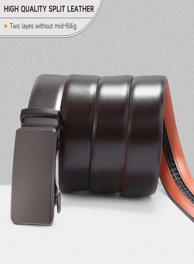 SENDEFN Men's Leather Belt - Automatic Ratchet Slide Buckle, Easy Trim-to-Fit Function, Packaged with Gift Box - Image 4