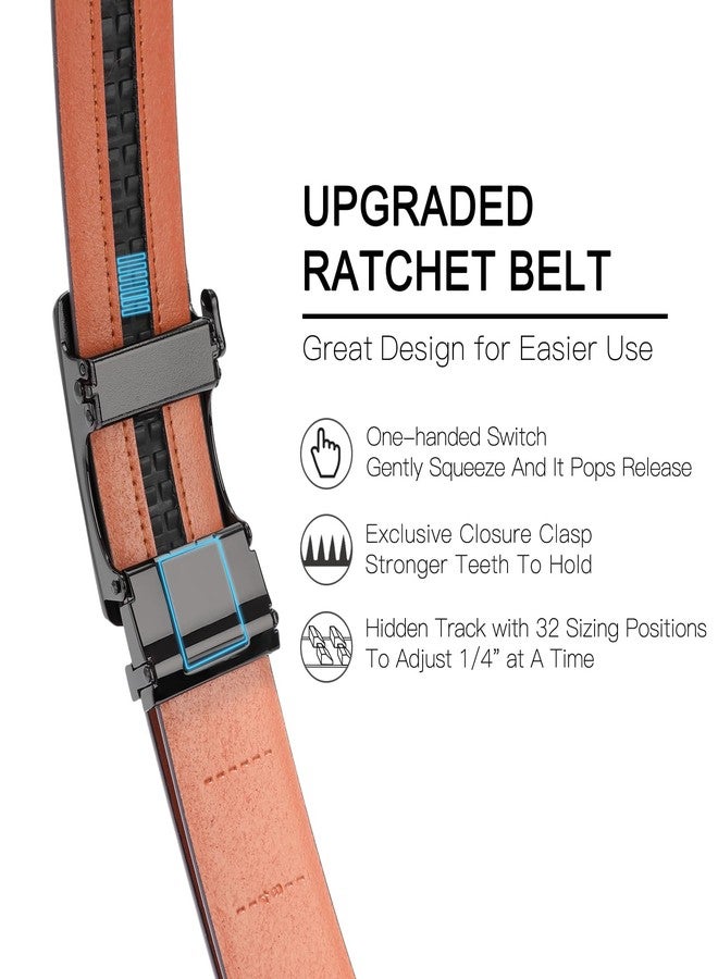 SENDEFN Men's Leather Belt - Automatic Ratchet Slide Buckle, Easy Trim-to-Fit Function, Packaged with Gift Box - Image 3