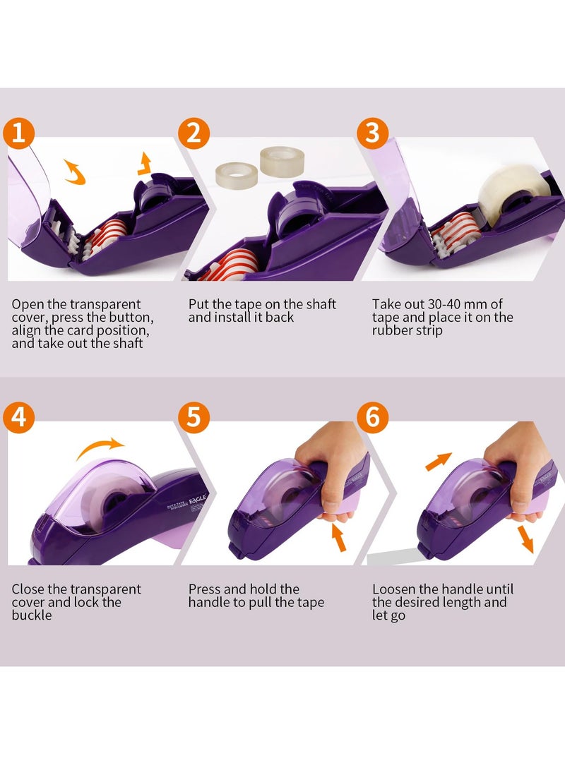 Eagle Automatic Tape Dispenser, Tape Single Handheld Design perfect for Christmas and home gift wrapping, Free 1 Roll of 0.75 Inch (19 mm) Tapes Purple - Image 3
