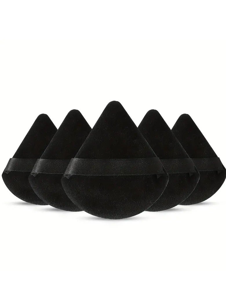 ORiTi Powder Puff 5 pcs Make Up Puff FaceSoft TrianglePowder Puffs for Loose Powder MineralPowder Baby Powder Velous Cosmetic Foundation Sponges Blender - Black - Image 1