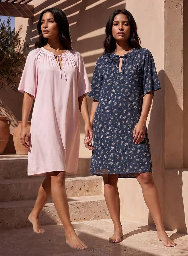 Splash FAV Set of 2 - Intimates Assorted Print Night Dress