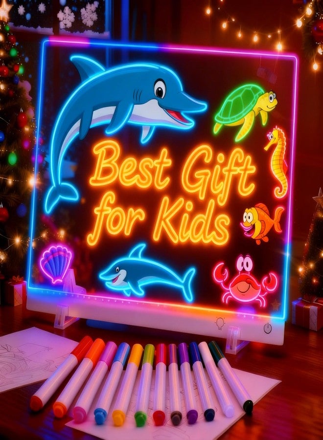 momozzle Led Drawing Board with 13 Light Effects, 17" Rechargeable Glow Doodle LED Note Board with Colors, Neon Light Up Drawing Tablet Gifts for Kids for Education Birthday Christmas Gift Ideas - Image 1
