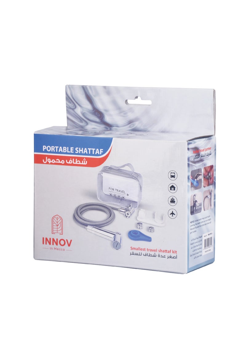 INNOV In Mecca Travel Shattaf set. Handheld Bidet Sprayer for Toilet, Standard Muslim Shower Set. Faucet diverter, 3M Shattaf Hose, cleaning water wipes included.  - Image 5