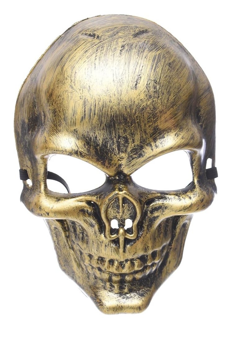 Mask Toy With Skull Design And Strap For Halloween Party -Gold - Image 1