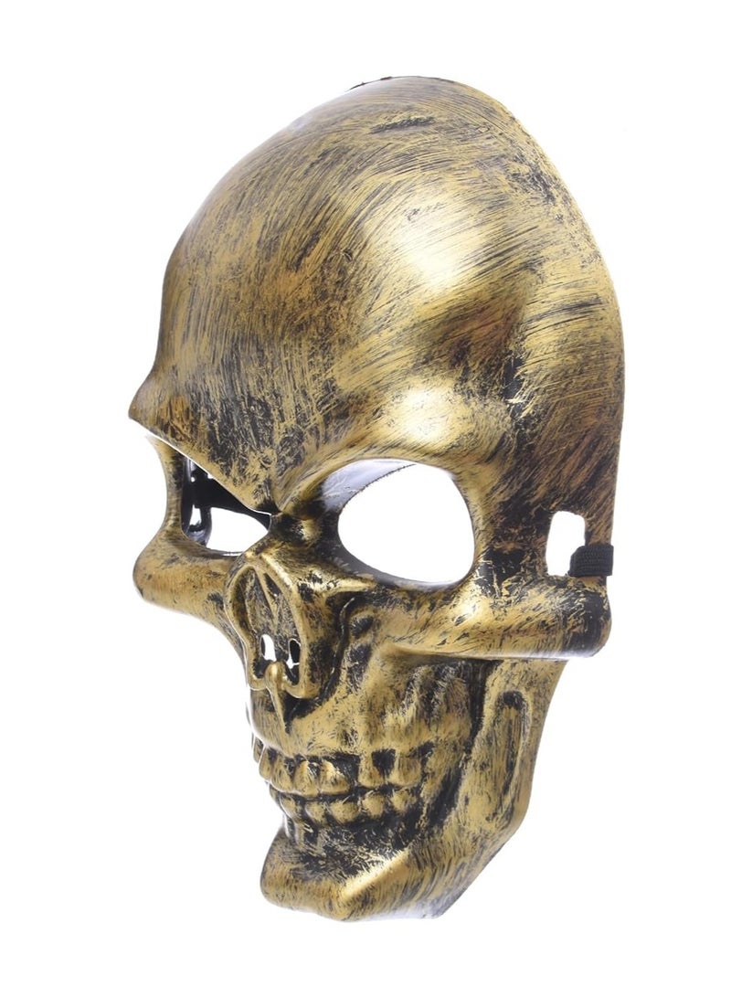 Mask Toy With Skull Design And Strap For Halloween Party -Gold - Image 2