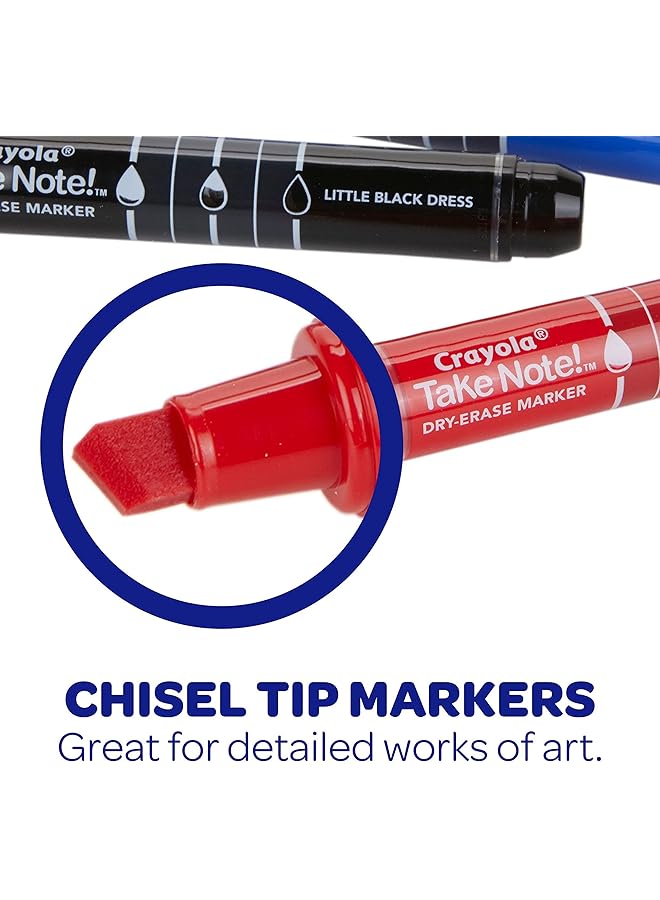 كرايولا أقلام تحديد قابلة للمسح الجاف من Take Note، 12 قطعة، أقلام تحديد للسبورة البيضاء للمعلمين، ذات طرف مشطوف منخفض الرائحة، لوازم مدرسية للفصول الدراسية - Image 5