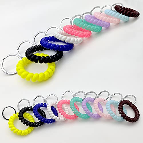 YAKA 20PCS Mix-colour Plastic Stretchable Spring Coil Key Chain-Spiral Coil Wrist Keychain for Office, Workshop, Shopping Mall, Sauna and Outdoor Activities Place (4) - Image 4