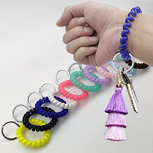 YAKA 20PCS Mix-colour Plastic Stretchable Spring Coil Key Chain-Spiral Coil Wrist Keychain for Office, Workshop, Shopping Mall, Sauna and Outdoor Activities Place (4) - Image 5