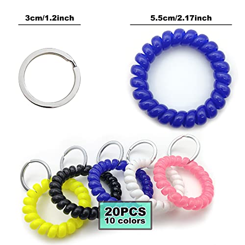 YAKA 20PCS Mix-colour Plastic Stretchable Spring Coil Key Chain-Spiral Coil Wrist Keychain for Office, Workshop, Shopping Mall, Sauna and Outdoor Activities Place (4) - Image 2