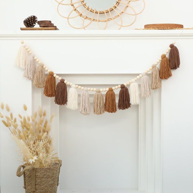 DCJHFJ Boho Tassel Garland Terracotta Rainbow Western Banner Tassels Wall Hanging for Dorm Room Classroom Nursery Kids Bedroom Decor - Image 1