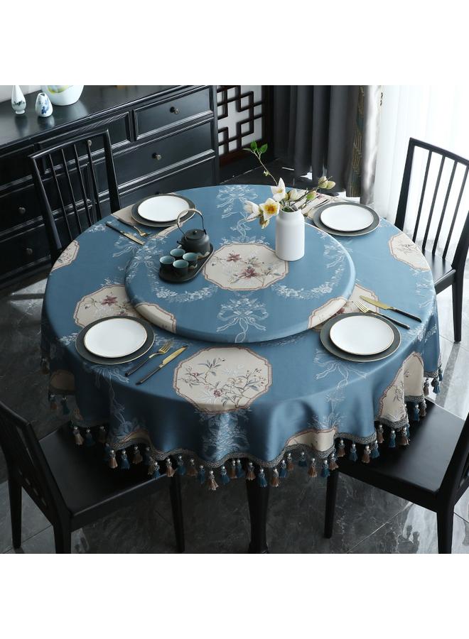 Bluejw Chinese Style Large Round Table Tablecloth Light Luxury High-end Hotel Special Household Waterproof And Oil-proof Dining Table Round Tang Yan  - Image 2