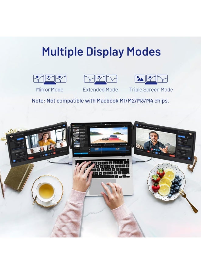 14-Inch Triple Laptop Screen Extender, Ultra-Slim FHD 1080P Portable Monitor, Plug & Play, Compatible with Windows/Mac/Android - Image 3