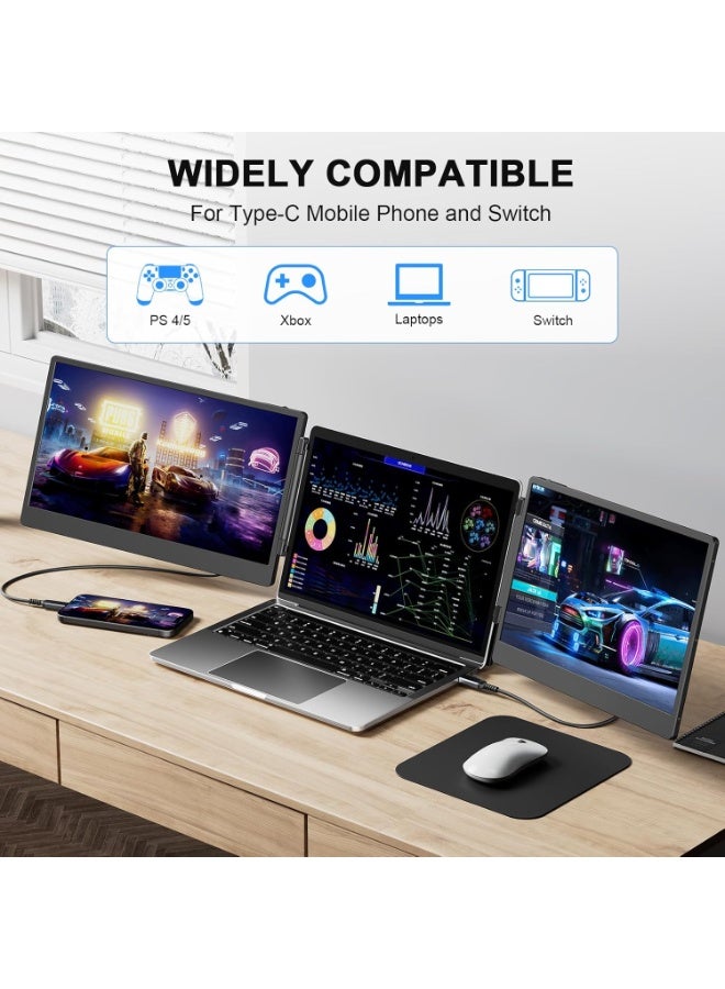 14-Inch Triple Laptop Screen Extender, Ultra-Slim FHD 1080P Portable Monitor, Plug & Play, Compatible with Windows/Mac/Android - Image 4