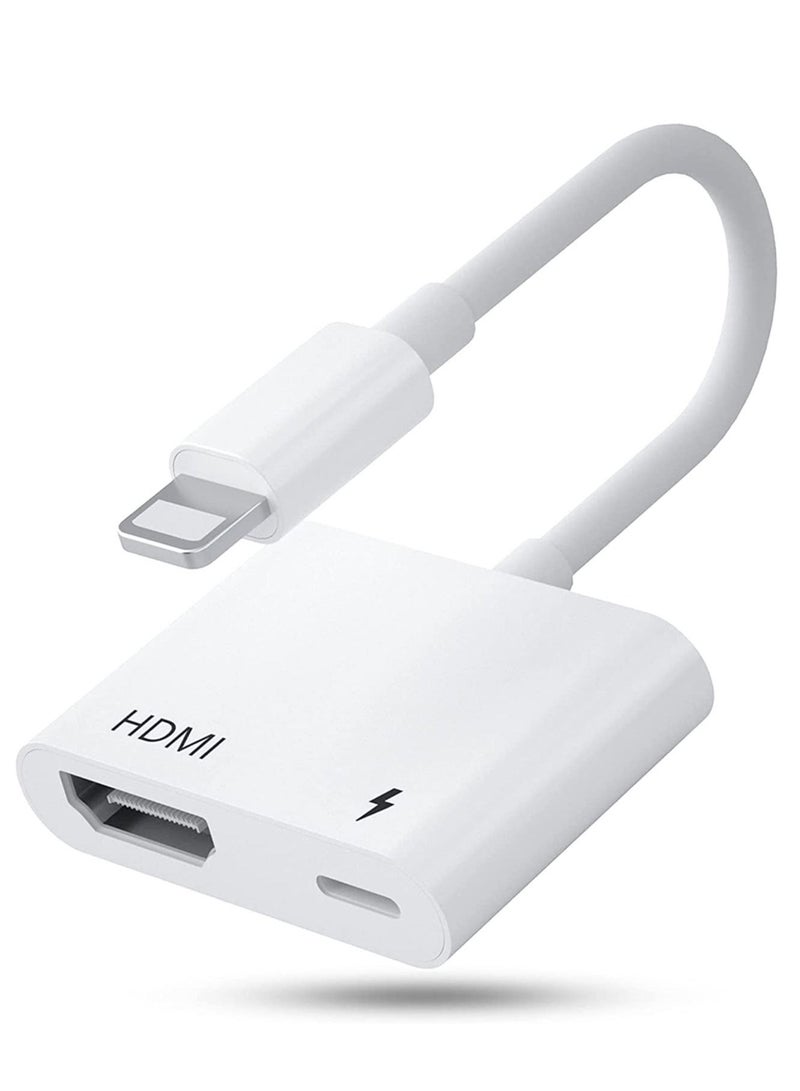 HDMI Adapter for iPhone,HDMI Sync Screen Converter, 1080P HDMI Digital AV Adapter with Charing Port,Compatible with iPhone 13/12/11/X/8/7/ iPad/ iPod to HD TV/Monitor/Projector. [No Need Power] - Image 1