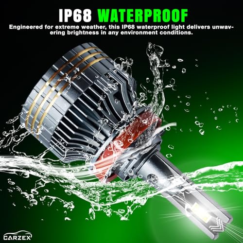 Carzex® Crystal Eye H8 LED Fog Light Bulbs, 150W 12,000 Lumens Super Bright 6500K Cool White LED Headlight Conversion Kit for Cars, 75W Each, Pack of 2, Automotive Grade, 1 Year Warranty X4 Series - Image 2