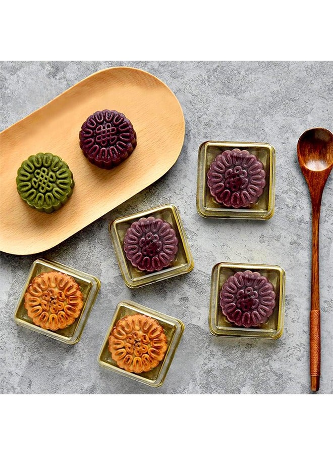 Ant صندوق كعك القمر مكون من 50 قطعة، صناديق كب كيك صغيرة، حاوية مربعة من البلاستيك الشفاف صندوق كعك القمر صندوق كعك الكوكيز لمستلزمات حفلات الزفاف وأعياد الميلاد (ذهبي) - Image 3