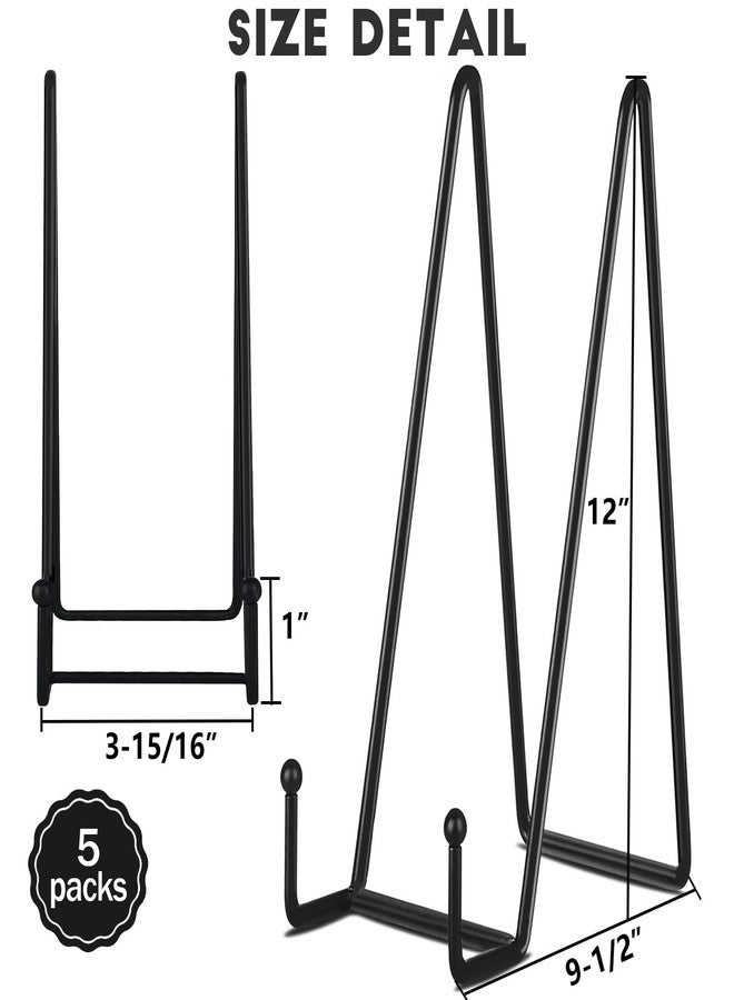 IBosins 5 Pack 12 Inch Plate Holder Display Stands, Large Metal Black Frame Stand for Picture, Book, Photo Easel, Creation, Collectibles - Image 2