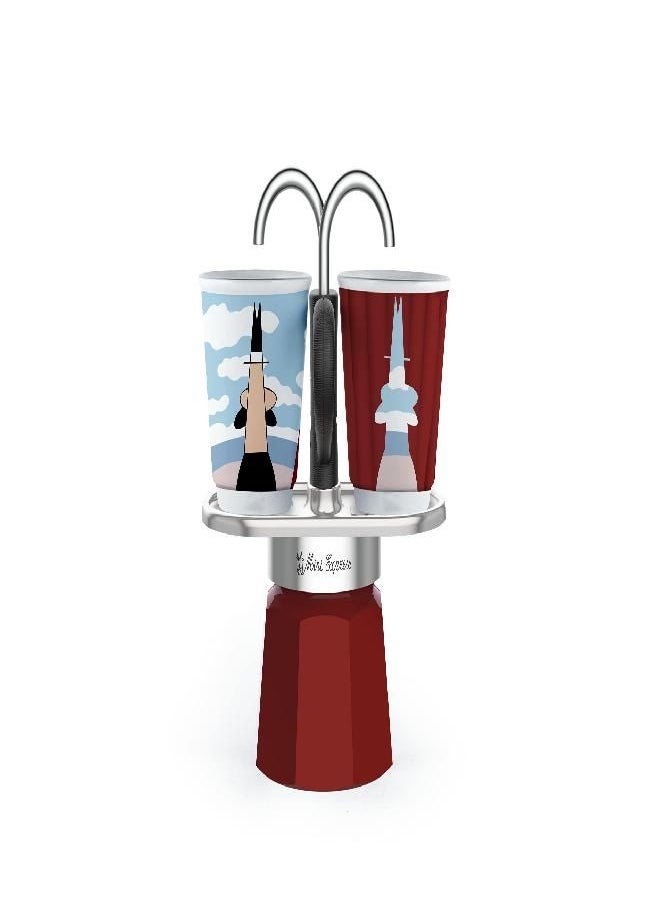 BIALeTTI Bialetti - Mini Express Magritte: Moka Set includes Coffee Maker 2-Cup (2.8 Oz), Red, Aluminium  - Image 1