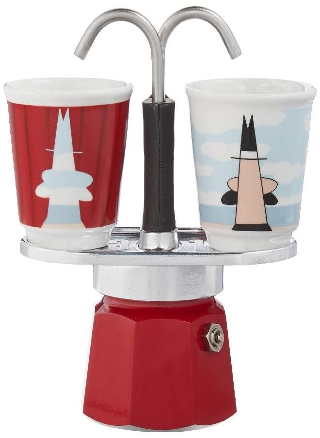 BIALeTTI Bialetti - Mini Express Magritte: Moka Set includes Coffee Maker 2-Cup (2.8 Oz), Red, Aluminium  - Image 2
