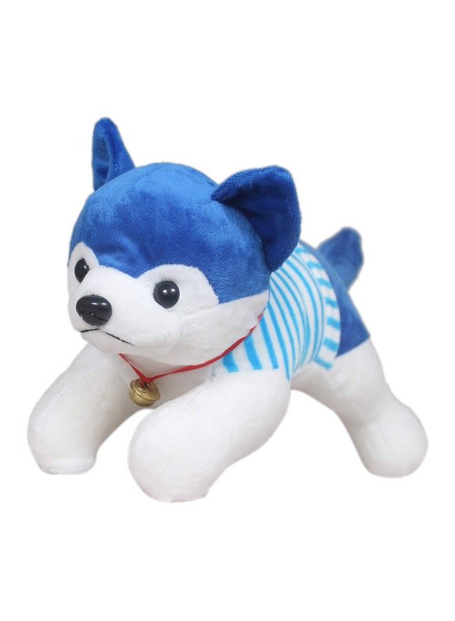Tickles Blue Cute Soft Stuffed Plush Animal Dressed Laying Husky Dog (Color:Blue Size:32 Cm) (Made In India) - Image 2