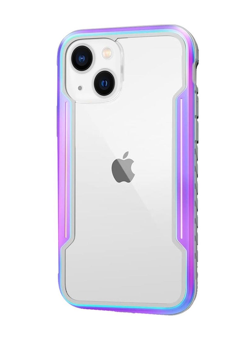 JOWAY - iPhone 13 and iPhone 14 Heavy Duty Defender Case Rugged Anti-Drop Clear Back Cover with Shockproof Hybrid Metal and TPU Bumper Frame Aurora - Image 1