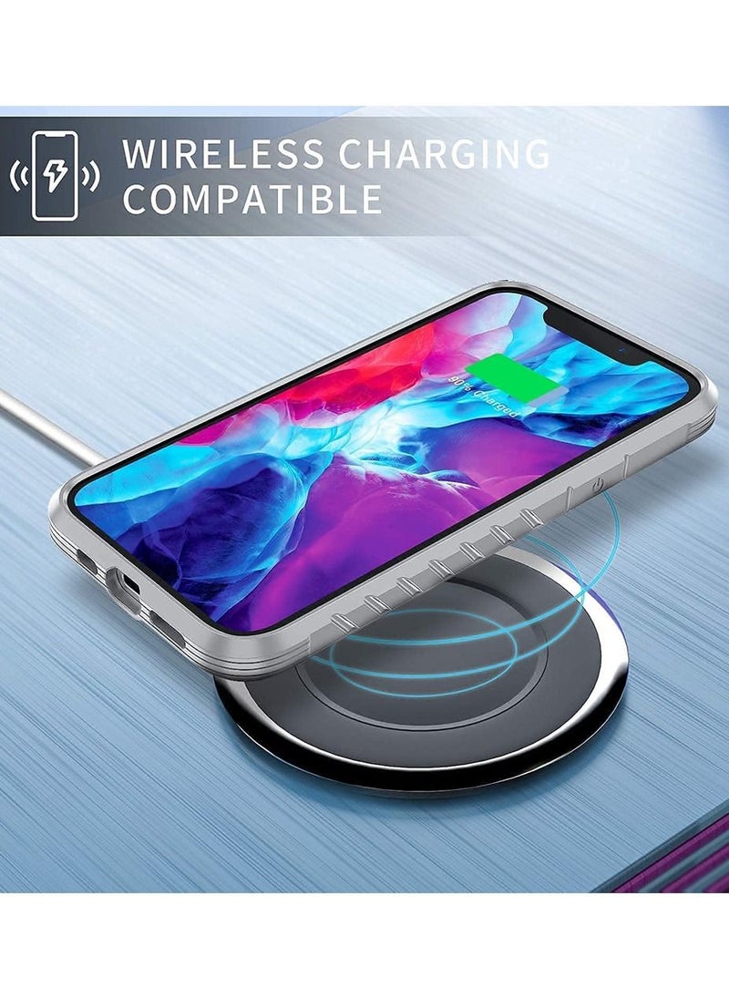JOWAY - iPhone 13 and iPhone 14 Heavy Duty Defender Case Rugged Anti-Drop Clear Back Cover with Shockproof Hybrid Metal and TPU Bumper Frame Aurora - Image 1