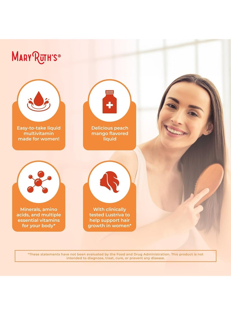 MaryRuth's ماري روث أورجانيكس، فيتامينات متعددة سائلة لنمو الشعر للنساء، ٤٥٠ مل | بنكهة الخوخ والمانجو، مع لوستريفا، وبيوتين ١٠٠٠٠ ميكروغرام، ومركب فيتامين د وفيتامين ب | مكمل غذائي مُختبر سريريًا لشعر أكثر كثافة، وبشرة، وأظافر صحية | مناسب للأعمار من ١٨ عامًا فما فوق - Image 4