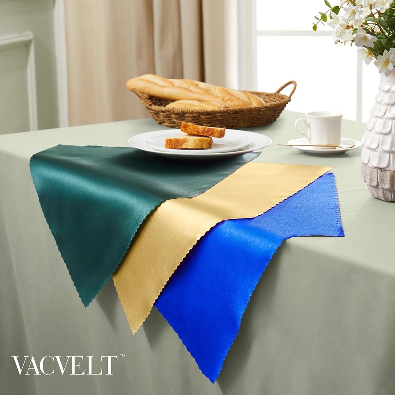 VACVELT 100 Pack Gold Satin Scalloped Square Napkins, 17x17 Inch, Wedding & Party Napkins, Luxury Satin Fabric, Machine Washable - Image 4