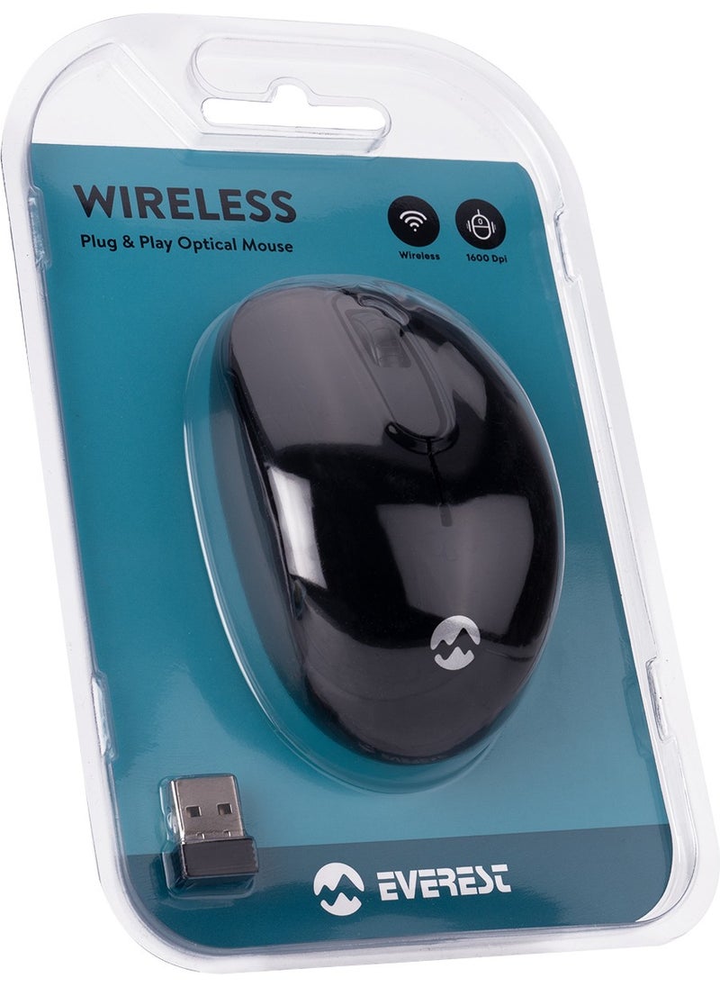 Everest SMW-666 USB Black 2.4ghz Optical Wireless Mouse  - Image 1