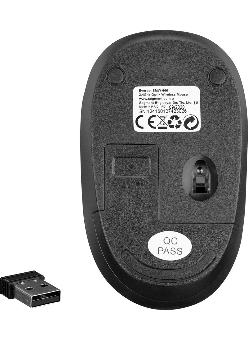 Everest SMW-666 USB Black 2.4ghz Optical Wireless Mouse  - Image 3