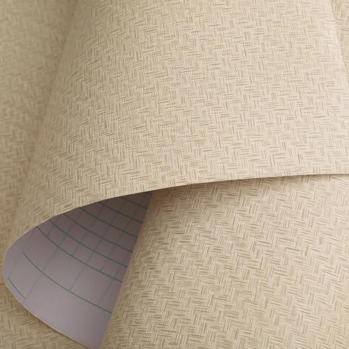 Haimin Fabric Wallpaper Textured Contact Paper (24in X 393in) Grasscloth Wallpaper Peel and Stick Faux Linen Wall Paper Self-Adhesive Vinyl Looks Like Woven Straw (Yellow Beige) - Image 4