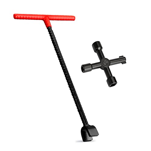Eapele Water Meter Key 16 inch Enforced Steel T-Handle With 4-way Multi-Functional Universal Cross Key - Image 1