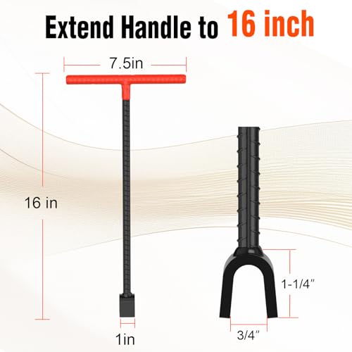 Eapele Water Meter Key 16 inch Enforced Steel T-Handle With 4-way Multi-Functional Universal Cross Key - Image 2