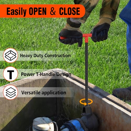 Eapele Water Meter Key 16 inch Enforced Steel T-Handle With 4-way Multi-Functional Universal Cross Key - Image 3