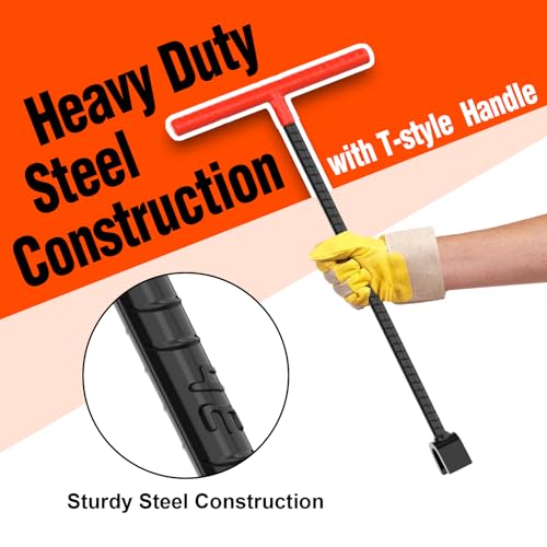 Eapele Water Meter Key 16 inch Enforced Steel T-Handle With 4-way Multi-Functional Universal Cross Key - Image 5