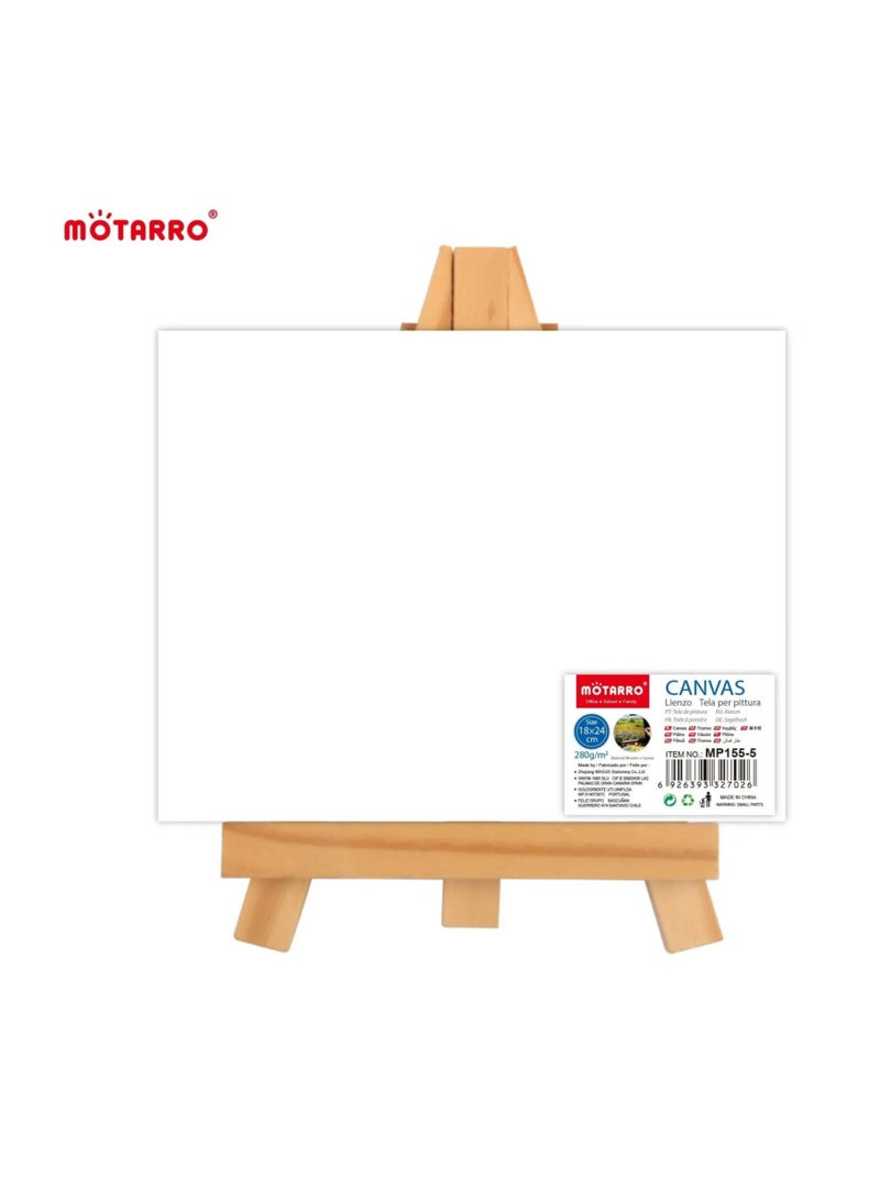 MOTARRO Mini Art Painting Craft Drawing Kids Easel 18X24CM With Stand  White Cotton Artist Canvas Boards for Painting Acrylic Pouring Oil Paint Dry & Wet Art Media  - Image 1
