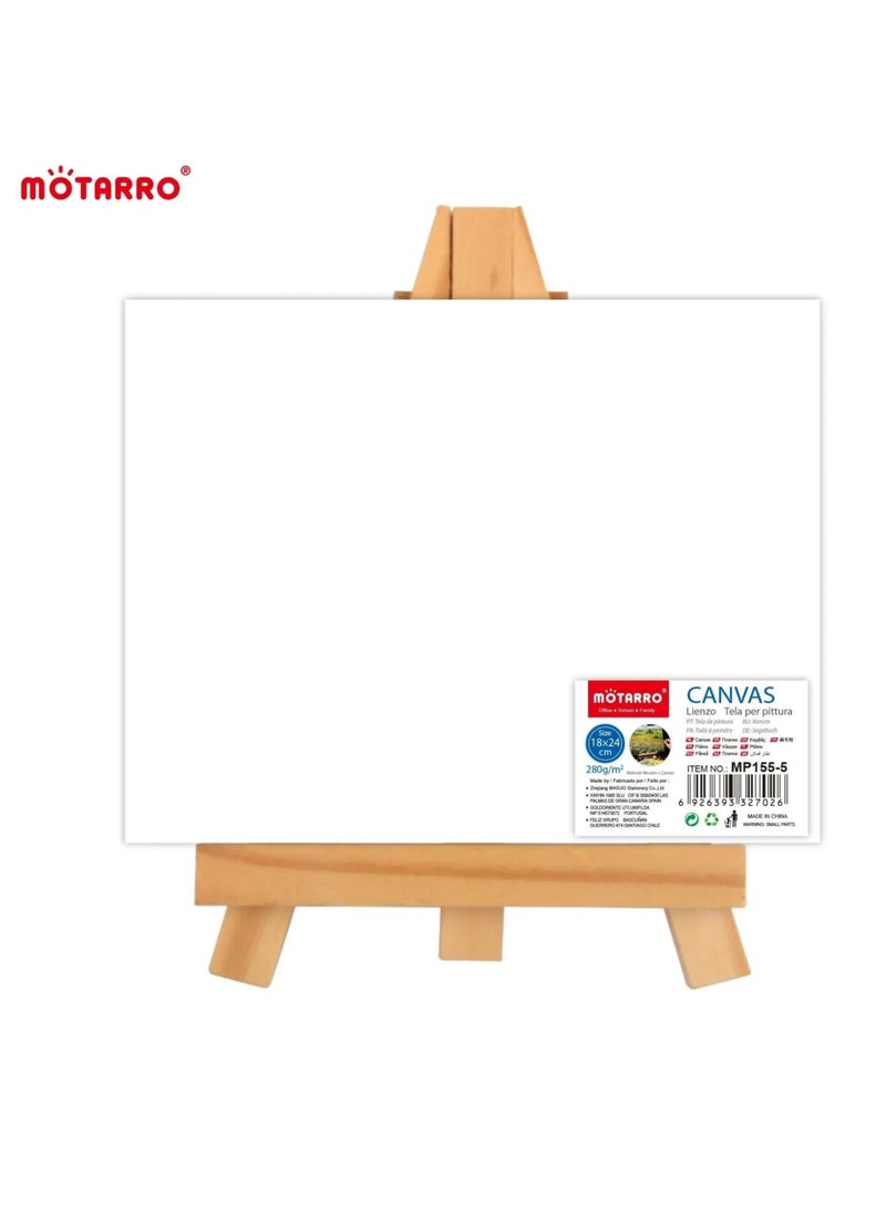 MOTARRO Mini Art Painting Craft Drawing Kids Easel 18X24CM With Stand  White Cotton Artist Canvas Boards for Painting Acrylic Pouring Oil Paint Dry & Wet Art Media  - Image 2